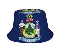 UVBDF Cappelli da pescatore stampati con bandiera del Maine per donne e uomini, unisex, alla moda, per escursionismo, viaggi, per amici di famiglia, nero