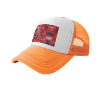 UVBDF Cappelli da sole stampati con cuori rossi e fuochi d'artificio, classici cappelli da camionista con retro in rete, berretti da baseball regolabili per spostamenti quotidi, Arancione, Taglia