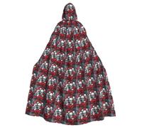 UVBDF Cranio e mantello con cappuccio in poliestere rosa rossa per adulto, mantello strega strega strega cosplay per Halloween, giorno di San Patrizio