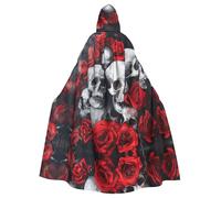 UVBDF Cranio e mantello con cappuccio in poliestere rosa rossa per adulto, mantello strega strega strega cosplay per Halloween, giorno di San Patrizio