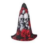 UVBDF Cranio e Rosa Rossa Rinascimento Fair Outfit Mantello Con Cappuccio Per Adolescenti Gotico Medievale Cosplay Costume Stage Teatro