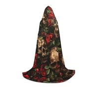 UVBDF Cranio e Rosa Rossa Rinascimento Fair Outfit Mantello Con Cappuccio Per Adolescenti Gotico Medievale Cosplay Costume Stage Teatro