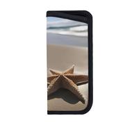 UVBDF Custodia per occhiali da vista con stelle marine, conchiglie sabbiose, morbida, portatile, multiuso, per occhiali, penne, auricolari e carte, accessorio da viaggio, Nero , M