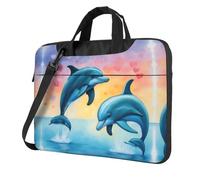UVBDF Delfini In Love Stampa Minimalista Laptop Bag Semplice Leggero Portatile Borsa A Tracolla Per Gli Uomini Regalo Di Compleanno, Nero , 14 inch