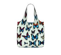 UVBDF Farfalla E Violoncello Stampa Drogheria Tote Riutilizzabile Packable Bag 25l Poliestere Lavabile Viaggio Vacanze Carryall