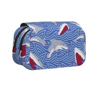 UVBDF Foraggiamento Pesce Stampa Scuola Doppio Strato Clamshell Matita Caso Organizzatore Sacchetto di Cancelleria per Bambini Regalo, Nero , Taglia unica, Organizer per borse