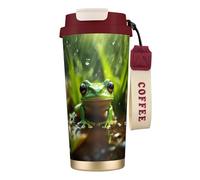 UVBDF Frog and Rain Tazza da caffè da viaggio in acciaio inossidabile, con coperchio a perdite, tazza termica per caffè freddo, birre calde