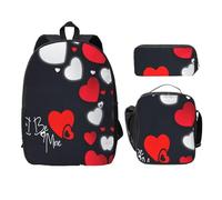 UVBDF Happy Valentine's Day Zaino Libro Borse con Lunch Box Matita Borsa per Weekend Adventures, Nero , Taglia unica, Organizer per borse