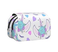 UVBDF Head Printing School Double Layer Clamshell Pencil Case Organizer Borsa di Cancelleria per Bambini Regalo, Nero , Taglia unica, Organizer per borse