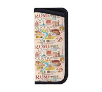 UVBDF Illus, custodia morbida e portatile per occhiali con mappa di Roma con punti di riferimento, borsa multiuso per occhiali, penne, auricolari e carte, accessorio da viaggio, Nero , S