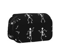 UVBDF Interessante scheletro stampa scuola doppio strato Clamshell Pencil Case Organizer Borsa di cancelleria per bambini regalo, Nero , Taglia unica, Organizer per borse