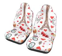 UVBDF Love Paris Tower Coffee Wine Profumo Bicicletta Cuore Accessori 2 Pack Coprisedili Auto Cuscini Universali per Auto Camion Suv
