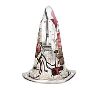UVBDF Love Paris Tower Coffee Wine Profumo Bicicletta Cuore Rinascimento Fair Outfit Mantello con Cappuccio per Adolescenti Gothic Medievale Cosplay Costume Stage Teatro