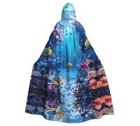 UVBDF Mantello con cappuccio colorato del poliestere di tema dell'oceano per l'adulto, mantello della strega del mago di cosplay per Halloween, giorno di San Patrizio