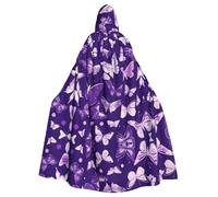 UVBDF Mantello con cappuccio floreale viola del poliestere delle farfalle per l'adulto, mantello della strega del mago di Cosplay per Halloween, giorno di San Patrizio