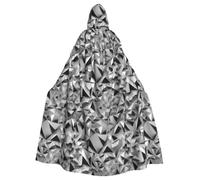 UVBDF Mantello con cappuccio in poliestere con figura geometrica argento per adulto, mantello da strega del mago di Cosplay per Halloween, giorno di San Patrizio