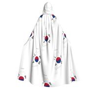 UVBDF Mantello con cappuccio in poliestere con mappa della bandiera della Repubblica della Corea, per adulto, mantello da strega per Halloween, giorno di San Patrizio
