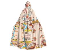 UVBDF Mantello con cappuccio in poliestere Illus con mappa di Roma con punti di riferimento per adulti, mantello da strega per Halloween, giorno di San Patrizio