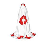 UVBDF Mantello con cappuccio per adolescenti con mappa della bandiera svizzera, stile gotico, medievale, cosplay, teatro, teatro