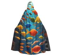 UVBDF Mantello incappucciato variopinto del poliestere dei pesci per l'adulto, mantello della strega del mago di cosplay per Halloween, giorno di San Patrizio