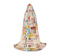 UVBDF Mappa di Roma con punti di riferimento Illus Renaissance Fair Outfit Mantello con cappuccio per ragazzi gotico medievale Cosplay Costume teatro teatro