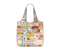 UVBDF Mappa di Roma con punti di riferimento Illus stampa drogheria Tote riutilizzabile Packable Bag 25l poliestere lavabile viaggio vacanza Carryall