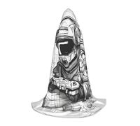 UVBDF Monocromatico Sketch Style Gaming Rinascimento Fair Outfit Mantello Con Cappuccio Per Adolescenti Gotico Medievale Cosplay Costume Stage Teatro
