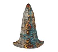 UVBDF Musica note rinascimentali Fair Outfit mantello con cappuccio per adolescenti gotico medievale Cosplay Costume teatro teatro