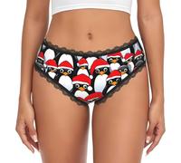 UVBDF Mutandine da donna con stampa di pinguini di Natale, slip elasticizzati con bordo in pizzo, da indossare tutti i giorni