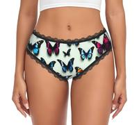 UVBDF Mutandine da donna con stampa farfalla e violoncello slip con bordo in pizzo elasticizzato hipster da indossare tutti i giorni