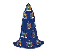 UVBDF New York State Flag Renaissance Fair Outfit Mantello con cappuccio per ragazzi gotico medievale Cosplay Costume teatro teatro