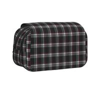 UVBDF Old Plaid Stampa Scacchi Scuola Doppio Strato Clamshell Matita Caso Organizzatore Sacchetto di Cancelleria per Bambini Regalo, Nero , Taglia unica, Organizer per borse