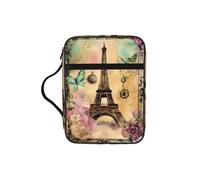 UVBDF Parigi Torre Eiffel elegante stampa Bibbia Custodia protettiva resistente all'usura per viaggi chiesa e lezioni bibliche