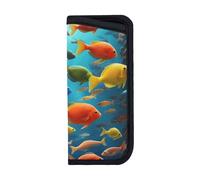 UVBDF Pesci variopinti sacchetto portatile morbido degli occhiali, borsa per occhiali stampata multiuso per occhiali, penne, auricolari e carte, accessorio da viaggio, Nero , M