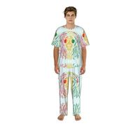 UVBDF Pigiama da uomo con stampa di leone con occhiali da sole Co Ord camicia girocollo a lunghezza intera pigiama pantaloni stampati Loungewear Set per gli uomini, Nero , XXL