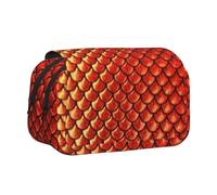 UVBDF Red Fish Scale Printing School Double Layer Clamshell Pencil Case Organizer Borsa di Cancelleria per Bambini Regalo, Nero , Taglia unica, Organizer per borse