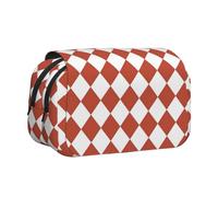 UVBDF Reticolo griglia rosa stampa romanza scuola doppio strato Clamshell Pencil Case Organizer Cancelleria Bag per bambini regalo, Nero , Taglia unica, Organizer per borse