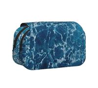 UVBDF Sea Seen from The Top - Astuccio a doppio strato a conchiglia per la scuola di stampa, organizer per cancelleria, idea regalo per bambini, Nero , Taglia unica, Organizer per borse