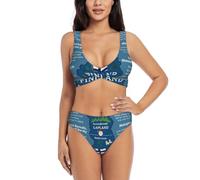 UVBDF Set bikini da donna con mappa della Finlandia con vari feat, design incrociato sul davanti con top da bagno di supporto, Nero , M