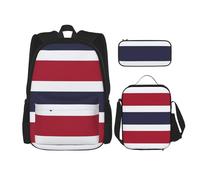 UVBDF Set di 3 zaini da scuola con bandiera della Thailandia, per viaggi, studio, portapranzo e astuccio per matite, Nero , Taglia unica, Set di zaini per la scuola