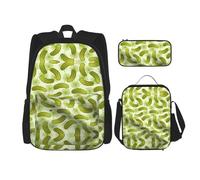 UVBDF Set di 3 zaini per la scuola con sushi e aneto, per viaggi, studio, portapranzo e astuccio per matite, Nero , Taglia unica, Set di zaini per la scuola