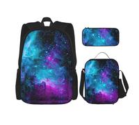 UVBDF Set di 3 zaini per la scuola Cool Star River, per viaggi, studio, portapranzo e astuccio per matite, Nero , Taglia unica, Set di zaini per la scuola