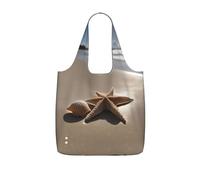 UVBDF Stella marina conchiglia sabbia spiaggia stampa drogheria Tote riutilizzabile Packable Bag 25l poliestere lavabile viaggio vacanza Carryall