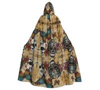 UVBDF Sugar Skulls - Mantello con cappuccio in poliestere con farfalla per adulti, cosplay mago strega, mantello per Halloween, giorno di San Patrizio