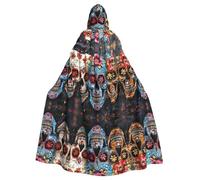 UVBDF Sugar Skulls - Mantello con cappuccio in poliestere per adulto, mantello da strega per Halloween, giorno di San Patrizio