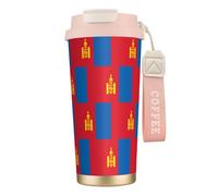 UVBDF Tazza da caffè con bandiera della Mongolia, da viaggio, in acciaio inossidabile, con coperchio a perdite, tazza termica per caffè freddo, birre calde