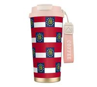 UVBDF Tazza da caffè con bandiera dello Stato della Georgia, in acciaio inossidabile, con coperchio a perdite, tazza termica per caffè freddo, birre calde
