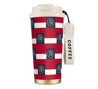 UVBDF Tazza da caffè con bandiera dello Stato della Georgia, in acciaio inossidabile, con coperchio a perdite, tazza termica per caffè freddo, birre calde