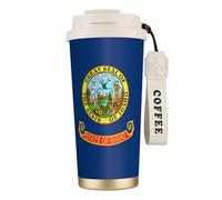 UVBDF Tazza da caffè con bandiera dello stato dell'Idaho, da viaggio, in acciaio inossidabile, con coperchio a perdite, tazza termica per caffè freddo, birre calde