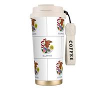 UVBDF Tazza da caffè con bandiera dello stato dell'Illinois, da viaggio, in acciaio inossidabile, con coperchio a perdite, tazza termica per caffè freddo, birre calde